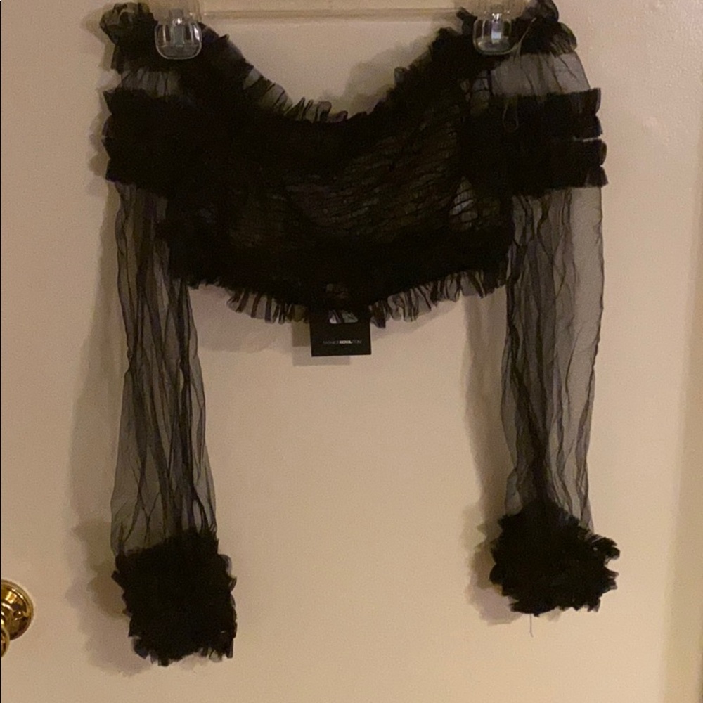 Shear Black Ruffle Crop Top